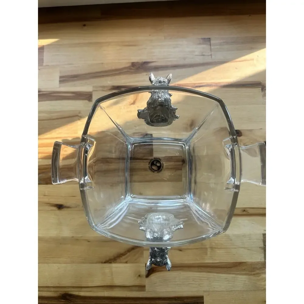 Vintage Arthur Court Equestrian Horse Head Ice Bucket French Glass Barware MCM